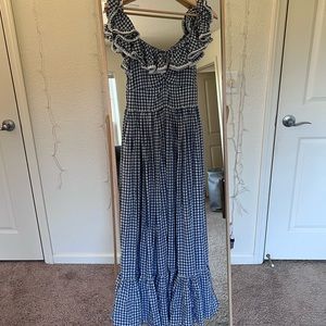 NWT Doen Sora Dress in Blue Gingham Size Small
